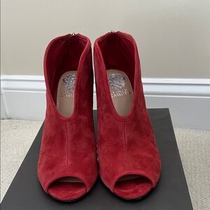 Vince Camuto Scarlet Suede Open-Toe Heels
